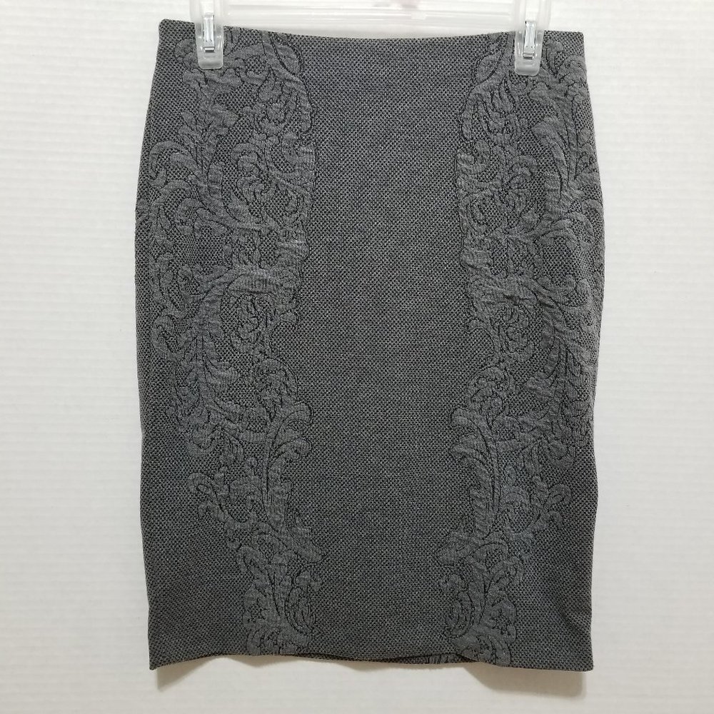 H&M skirt Small straight pencil tweed floral embellished lined exposed zipper